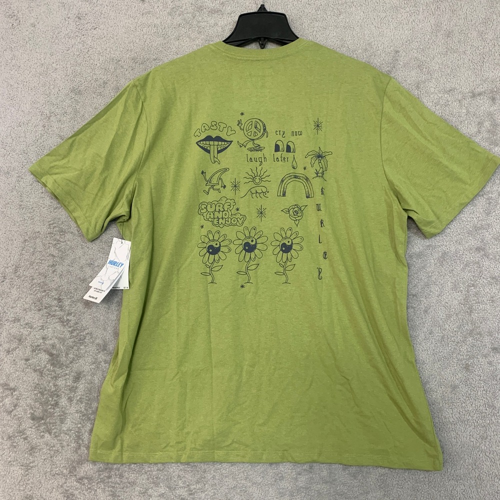NWT Hurley Explore T-Shirt Men's XL Green Cotton Blend Graphic  UPF 30 - Picture 4 of 11